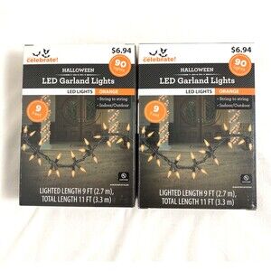 Halloween Led Garland Lights Orange 2 Packs 90 Lights Each Outdoor Home Decor